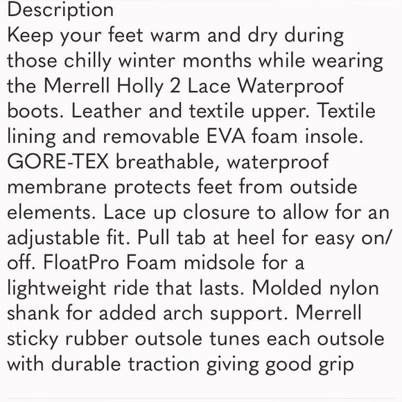 Merrell Black Holly 2 Lace Up Waterproof Boots Size 8.5. - Picture 6 of 7